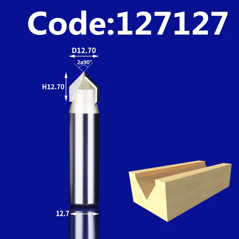 90 Degrees-1PCS, 12,7 мм ЧПУ твердосплавный фрезерный станок, деревообрабатывающий фрезерный станок, 3D V фрезерный станок, Деревянный инструмент, твердая древесина, МДФ