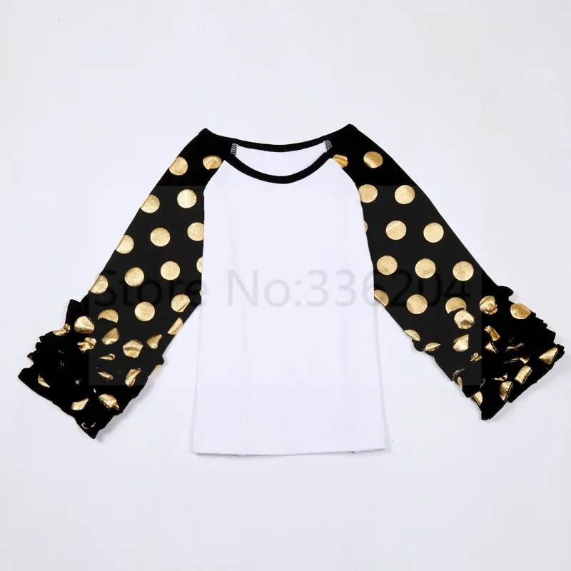 New Arrivals Toddler girls gold polka dot icing shirts tops,Girls Polka