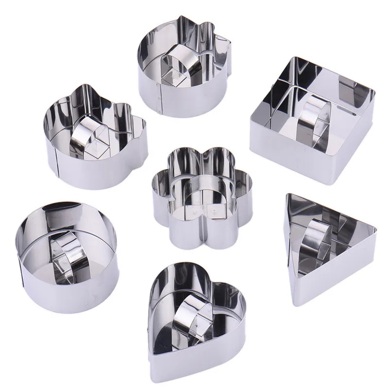 7pcs Biscuit Dough Cutters Set Sushi Cookies Moulds Stainless Steel