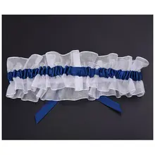 Свадебные Подвязки невесты атласный бант цветы королевский синий