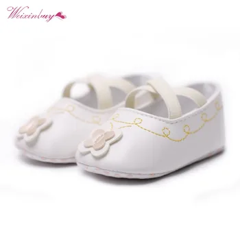 

WEIXINBUY Baby Shoes Sweet Casual Princess Girls Baby Kids Pu Leather Solid Crib Babe Infant Toddler Cute Shoes