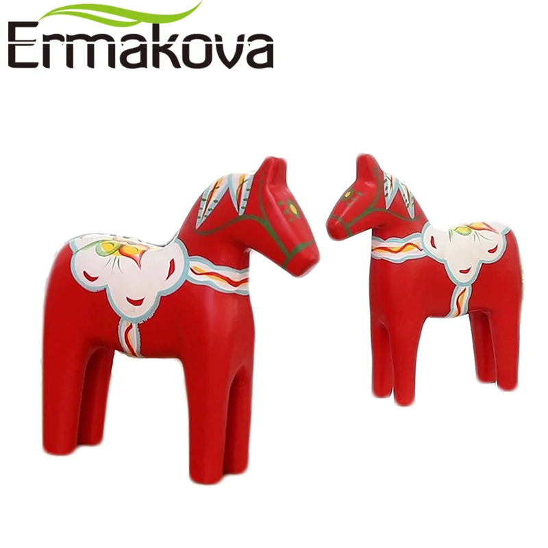 ERMAKOVA 2 шт./компл. деревянная Дала лошадь статуэтка традиционная Животная