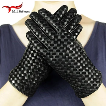

Fashion Fishnet Gloves Women winter Genuine Leather Proof Driving For Winter Gloves Mesh Black Luva phone gloves G#3