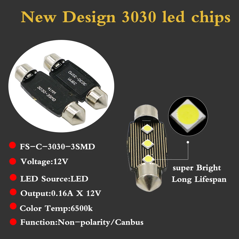 YSY 10 шт Высокое качество 31 мм 36 39 41 C5W C10W 3030 LED CANBUS автомобильный гирлянда свет авто