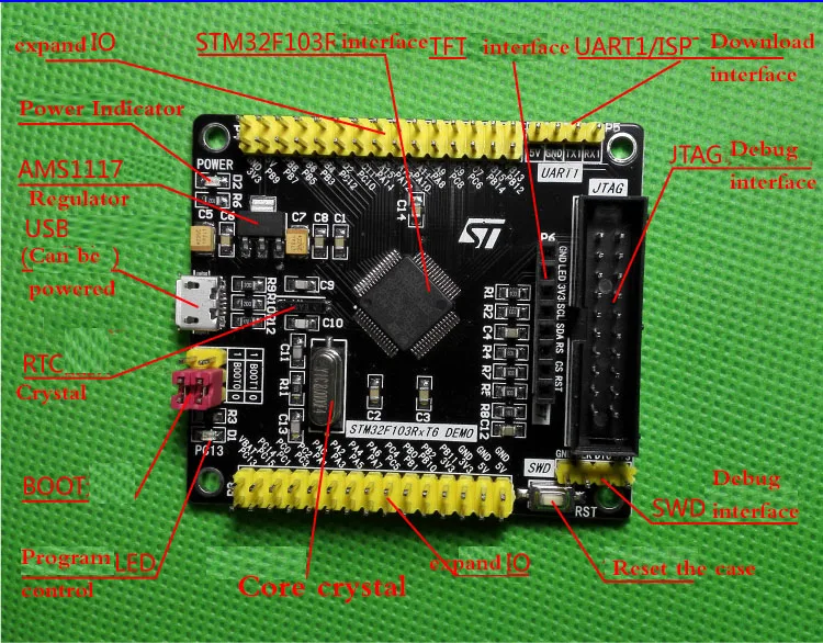 STM32F103RBT6 минимальная системная плата MCU STM32 макетная плата 128K FLASH 20K ram основная плата