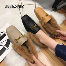 

Wellwalk Flat Woman Shoes Ladies Fur Shoes Women Ballet Flats Winter Shoes Slip On Ladies Flats Furry Loafers Buckles Moccasins