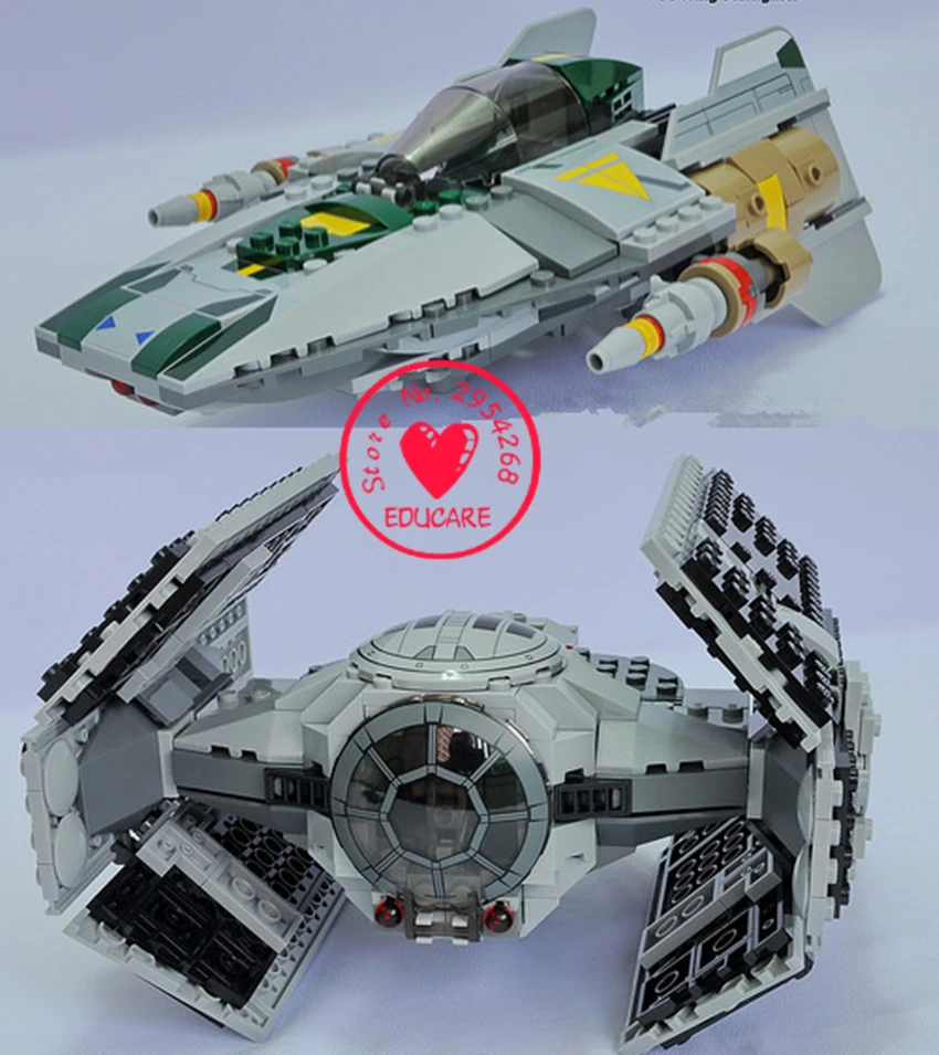 05030 Star Space Wars Vader Tie Advanced VS A wing Starfighter Building