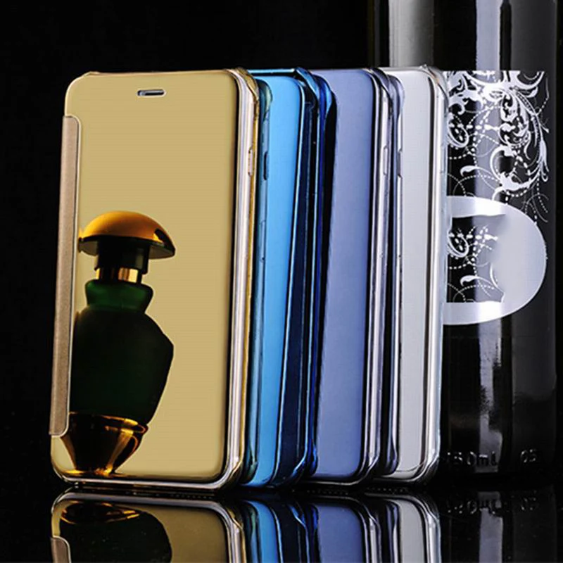 

LOVECOM Clear View Mirror Hard PC Wallet Case Back Cover For iphone 5 5S SE 6 6S 7 8 Plus X Mobile Phone Case Fundas Shell