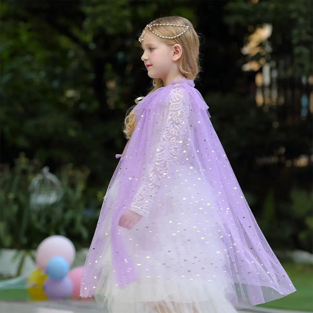 Детский сетчатый плащ с блестками для девочек; блестящая милая мягкая шаль вечерние праздничные костюмы принцессы