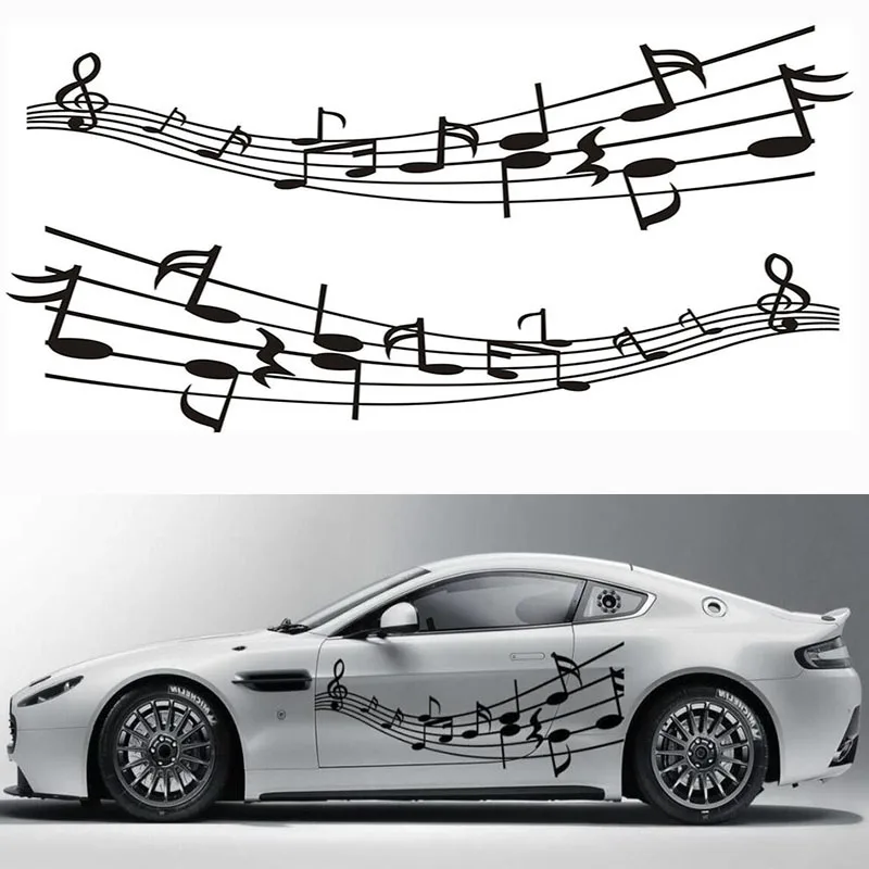

Unique 2x Musical Note Car Door Stickers Auto Body Decorative Sticker Decoration