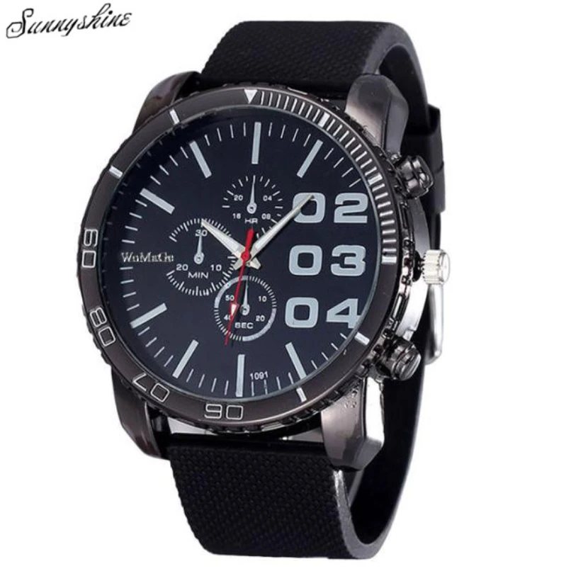 

Men's Stylish Huge Big Dial Silicone Band Watches Quartz Wrist Watch Sports Clock wholesale vF3