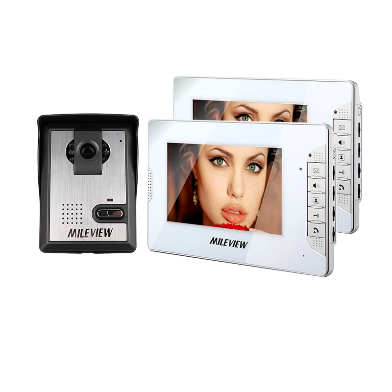 

Wholesale Brand New 7 inch Color Video Door Phone Intercom System With 2 White Screens + 1 700TVL Outdoor Camera FREE SHIPPING