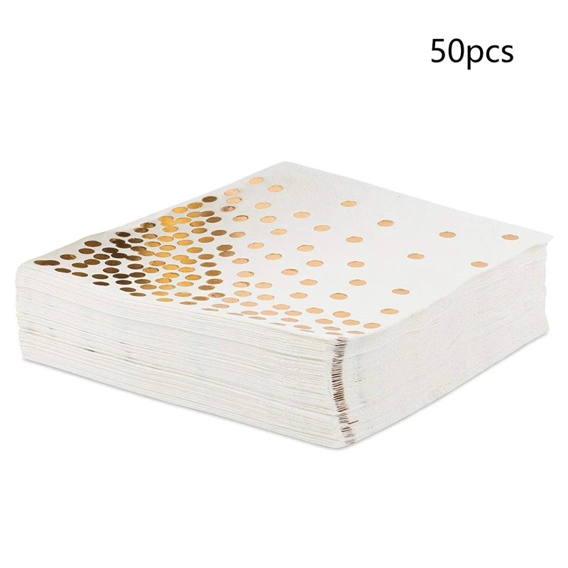 Gold Dot Cocktail Napkins 50 Pack 3 Ply Paper Napkins with Gold Foil Polka Dots Perfect 2