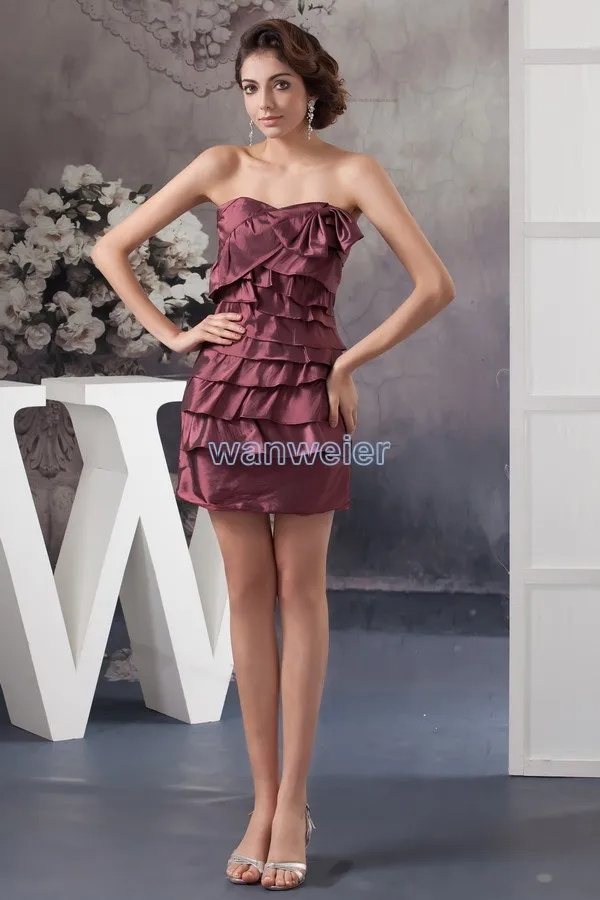 

free shipping 2014 new design hot sale formal dresses custom size/color Cheap In Stock pleat real photo short Cocktail Dresses