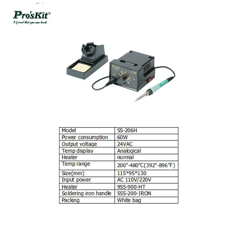 Ss-206h 60 Вт 200-480C 110 В/220 В паяльная станция Регулируемый Температура электрический утюг Сварка, пайка паяльная Repair Tool