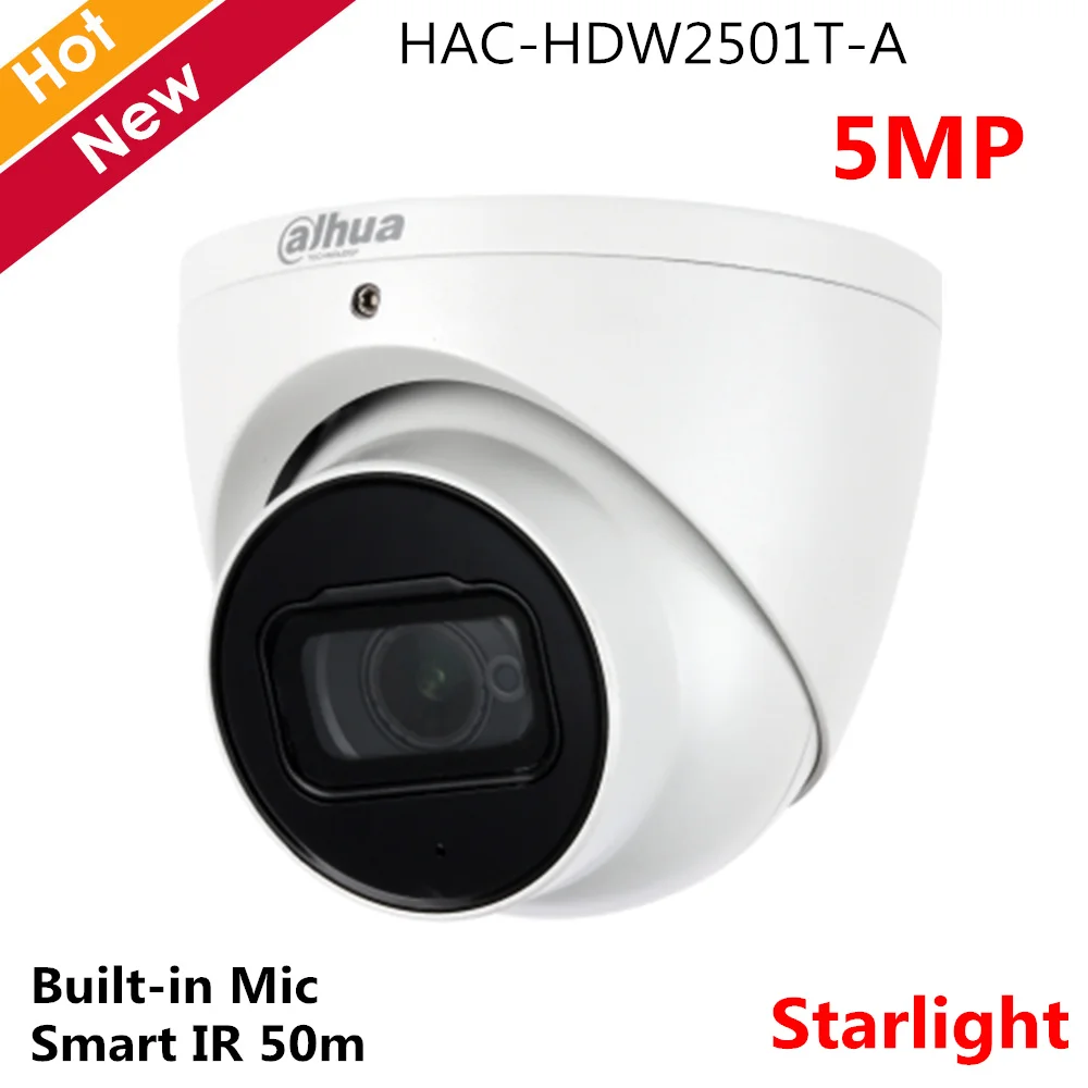  5MP Original Dahua Outdoor Indoor HDCVI Camera HAC-HDW2501T-A Built-in MIC 3.6mm fixed lens IR Eyeb