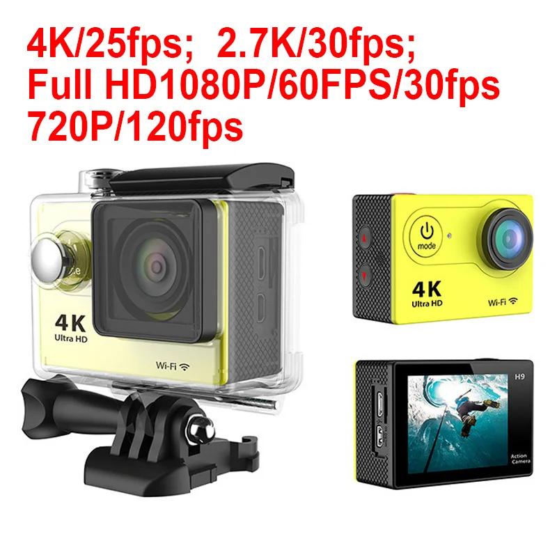  6pcs 4K Action Camera H9 / H9R wifi sport cam remote 4K 1080P@30FPS 2.0" LCD 170D lens Helmet diving DV 30m waterproof DHL free 