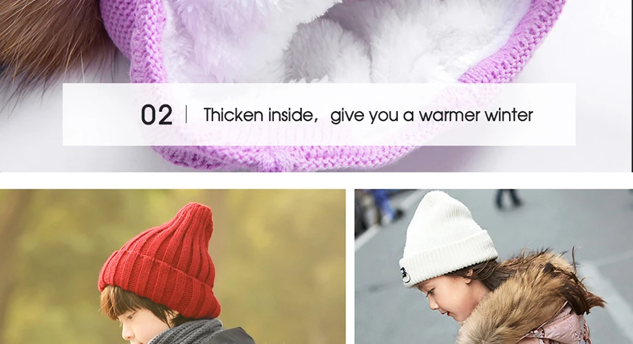 Lovely Girls Beanies Pink Heart-Shaped Rhinestones Knitted Hat With Fur Pom Pom Winter Warm And Thicken Skullies Children Cap (8)