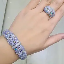 ModemAngel нежные блестящие цветы AAA кубический цирконий медь Саудовская Дубай ювелирные наборы для женщин дракелеты болтаются кольцо Свадебные