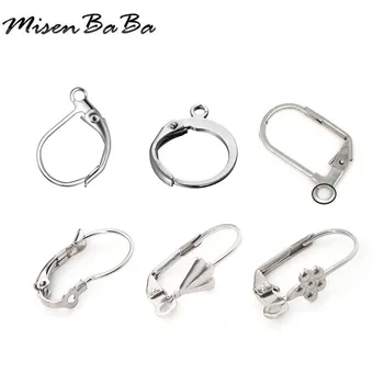 

20PCS Stainless Steel Round Flower D Shape Ear Wire Lever Back French Earring Hook For Jewelry DIY Making Findings