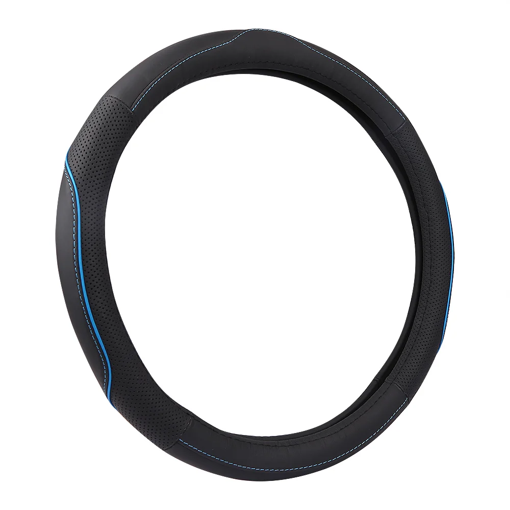 FLY5D Leather Car Steering Wheel Cover Universal 38CM Black Steering Wheel Cover Car-styling Sport Anti-Slip Auto Steering Cover FLY5D Leather Car Steering Wheel Cover Universal 38CM Black Steering Wheel Cover Car-styling Sport Anti-Slip Auto Steering Cover