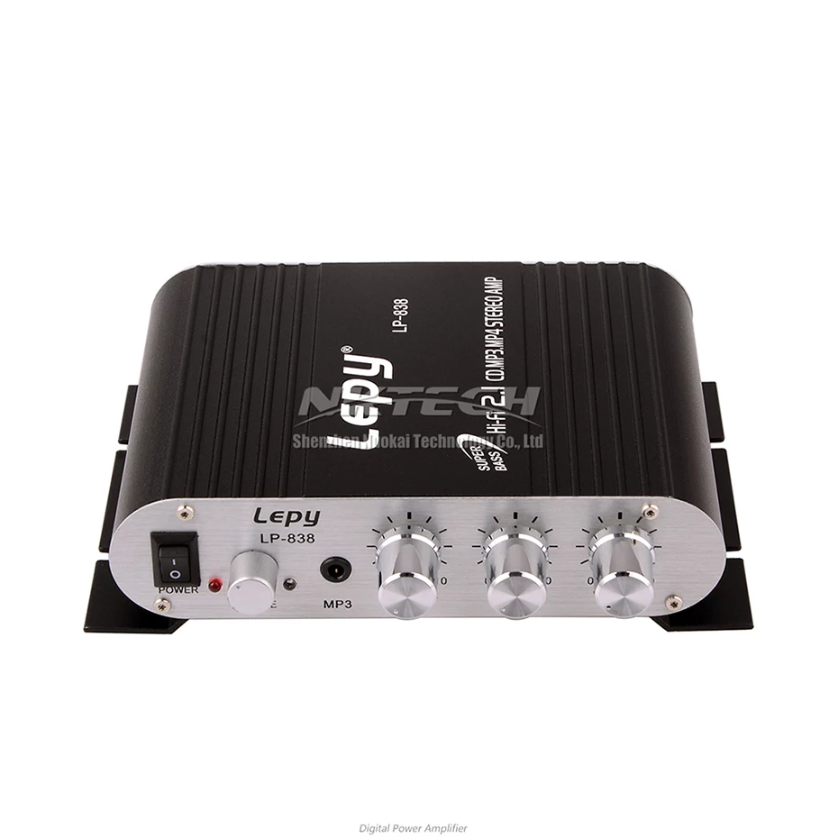 Цифровой автомобильный мини усилитель мощности LP 838 Lepy 2.1CH 20 Вт 2x15 Hi Fi MP3 MP4 Стерео