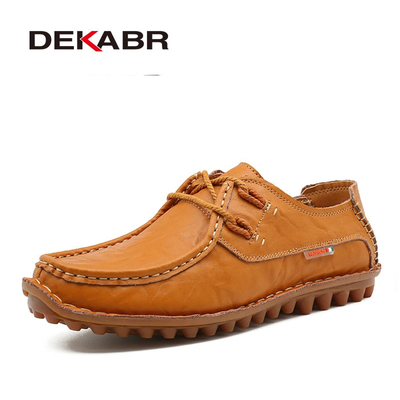 

DEKABR Luxury Brand Handmade Men Casual Shoes Fashion Split Leather Men Shoes Comfortable Breathable Men Summer Shoes Flats