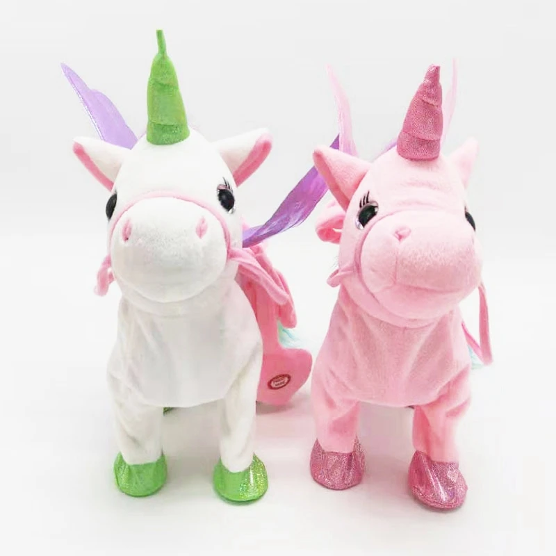 Electric Singing And Walking Unicorn Plush Toy Stuffed Animal Cartoon Plush Unicorns Interactive Toy For Children Birthday Gifts