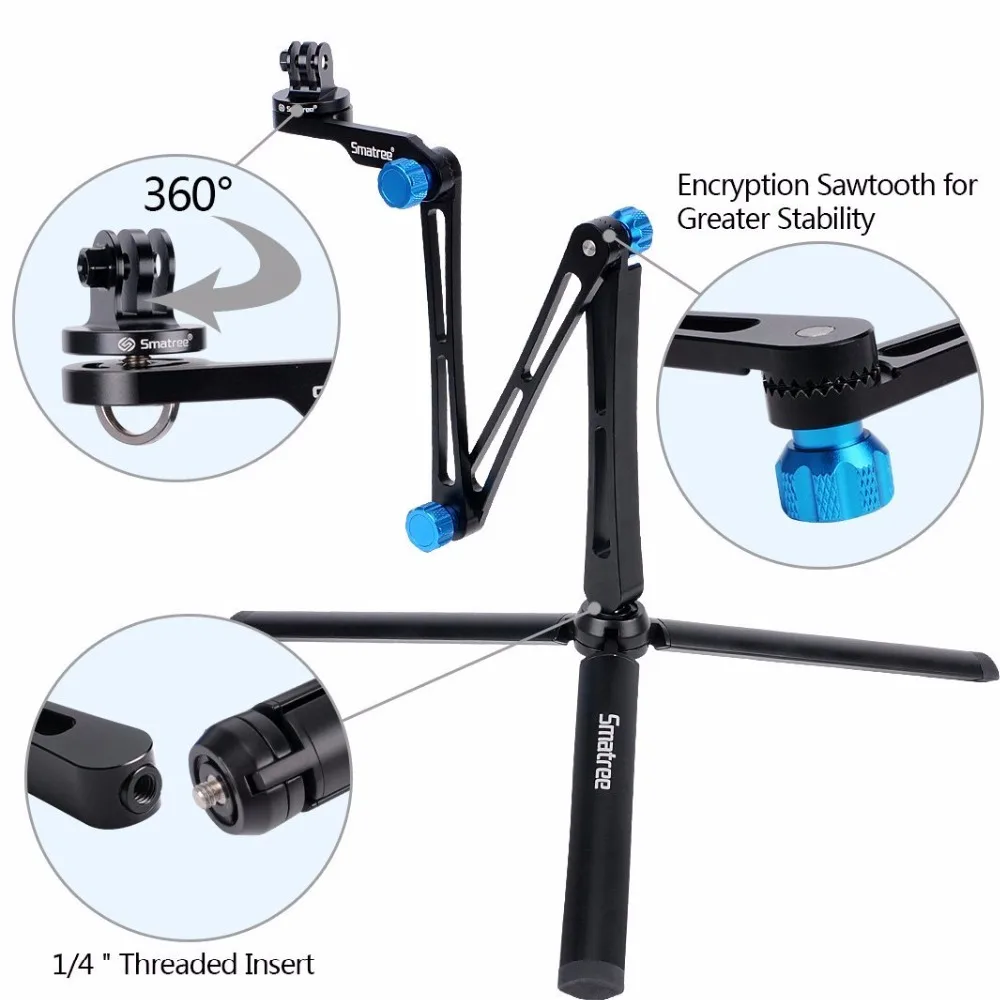Smatree X1S складной монопод/штатив-монопод для GoPro Hero 8/7/6/5/4/3+/3/Session, Ricoh Theta S/V, для DJI OSMO экшн-камер сотовых телефонов