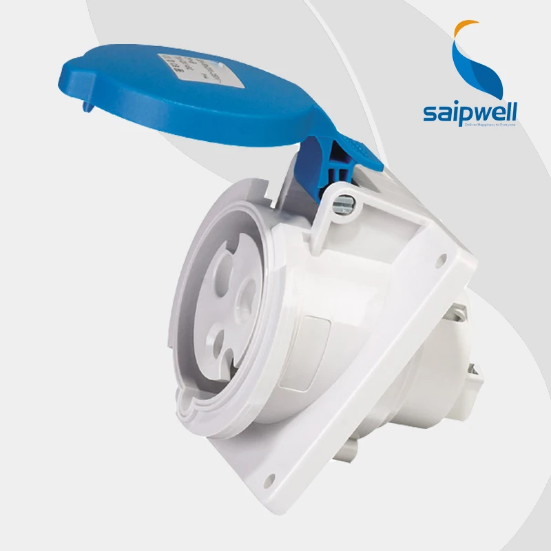 

Wholesale Saipwell SP1492 3 Pin 32A IP44 waterproof socket with cover universal electric extension sockets China export socket