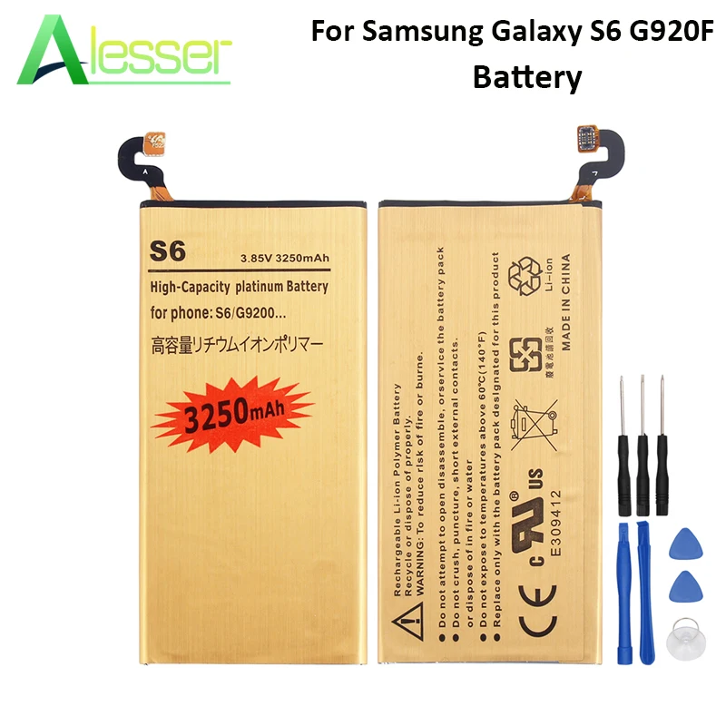 

Alesser For Samsung Galaxy S6 G920F Battery 3250mAh High Capacity Replacement Accessory Accumulators +Tools For Galaxy S6 G920F