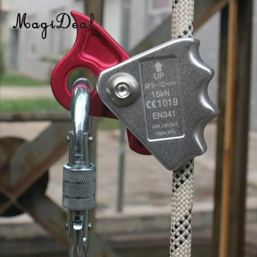 MagiDeal 15KN Outdoor Aluminum Alloy Safety Climbing Mountaineering Tree Carving Rope Grab Protecta Accessory for 9mm-12mm Rope