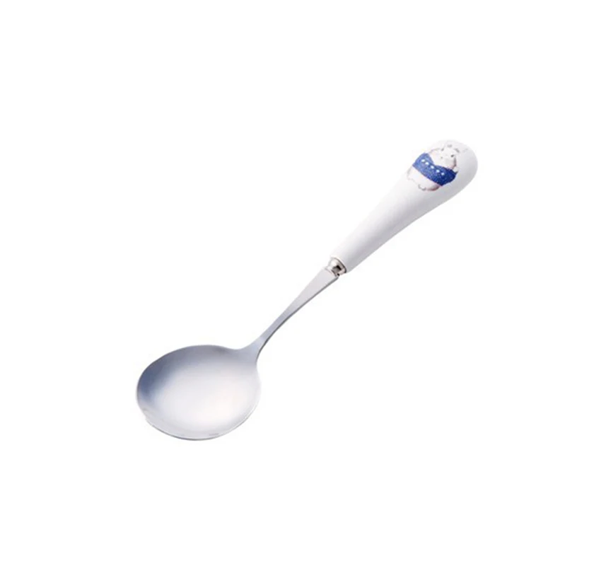 Baby Cartoon Cute Spoon Children Feeding Dinnerware Rabbit Infant Handle Training Utensils Bear Stainless Steel Spoons T0714 (11)