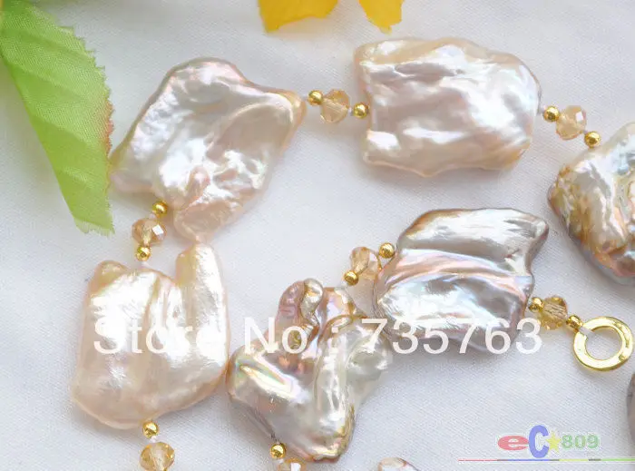 

HOT 00929 30mm PINK LAVENDER BAROQUE KESHI REBORN PEARL citrine NECKLACE
