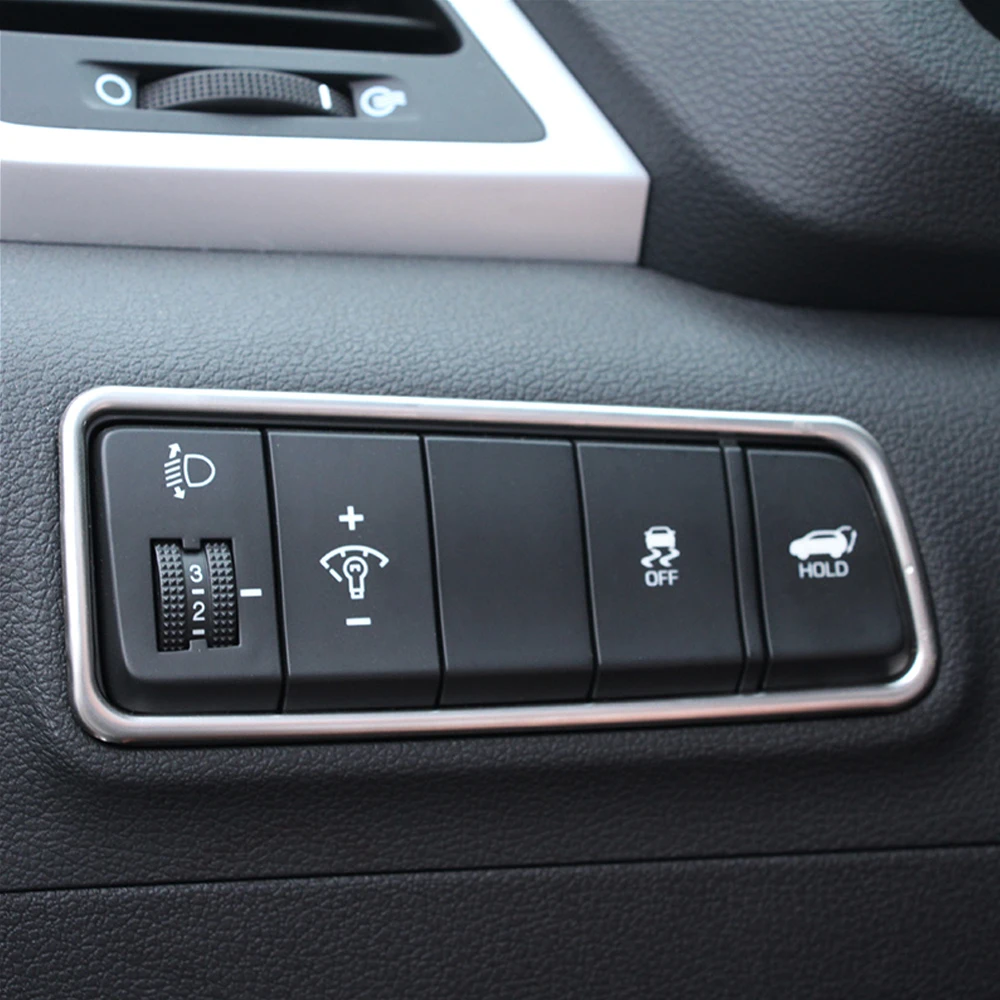 AndyGo Car-styling Stainless Steel Headlight Lamp Switch Button Frame Cover Interior Trims For Hyundai Tucson 2015 2016 | Автомобили и