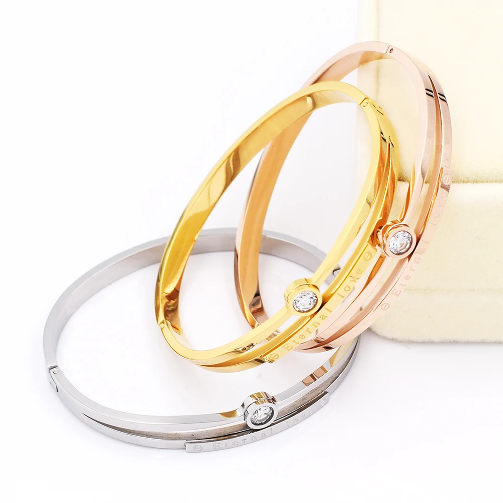 Hot Luxury Brand Love Bracelet Women Stainless Steel Eternal Hot Luxury Brand Love Bracelet Women Stainless Steel Eternal Zircon Bangle Bracelets For Jewelry Whole Bangles