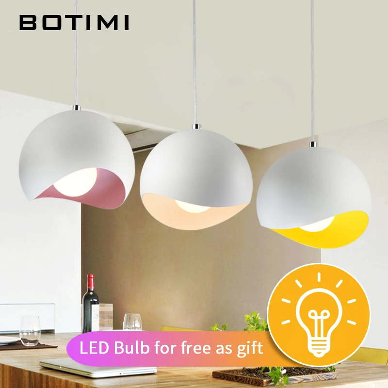  BOTIMI White Pendant Lights For Dining With Colorful Lampshades Hanging Light Indoor Bar Hang Lamp  - 32796373977