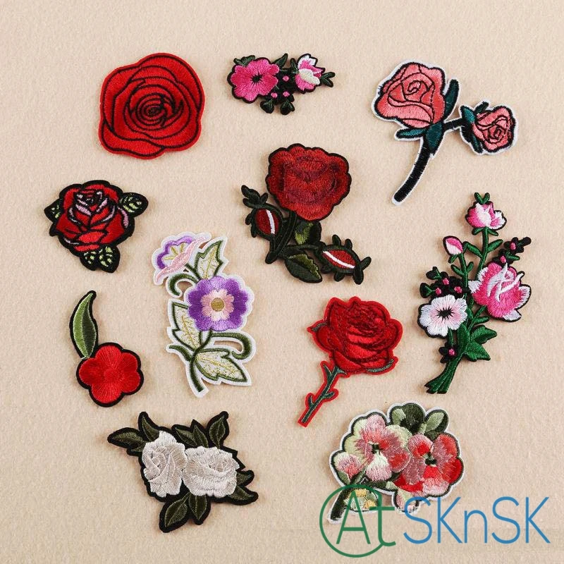 RED YELLOW FLOWER TRIMMING 7cm Embroidery Sew Iron On Cloth Patch Badge APPLIQUE