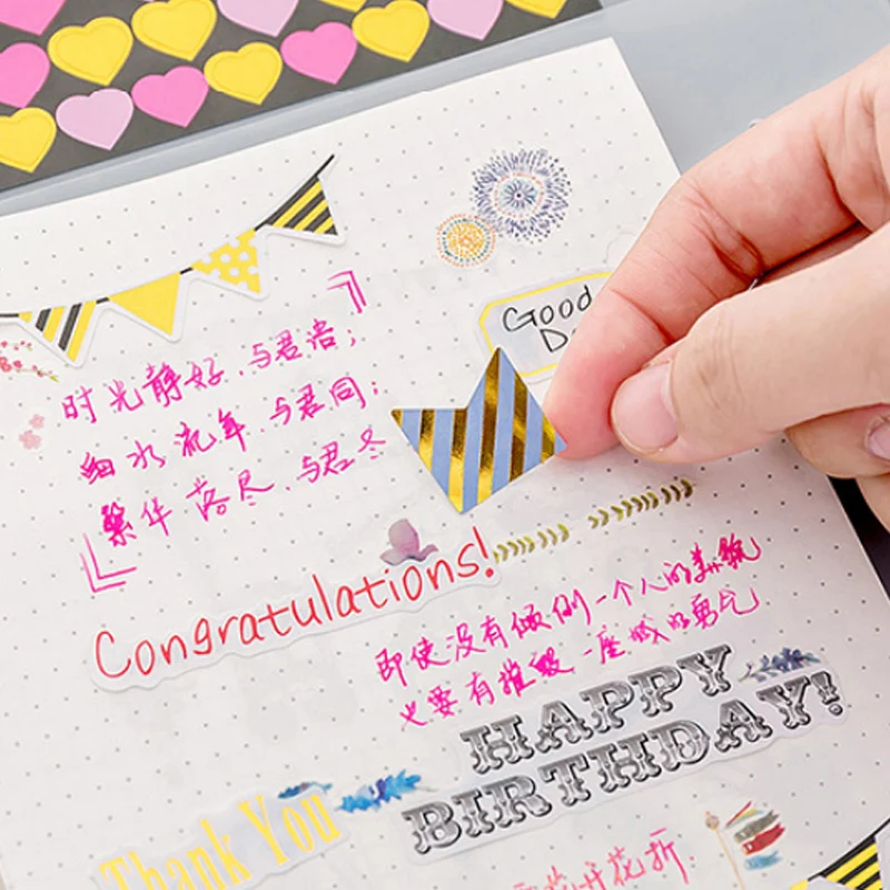 

Sale 2Sheets/Set Cartoon Geometric Diary Stickers Post Planner Memo Scrapbooking Stationery Child Toy Stickers Festive supplies