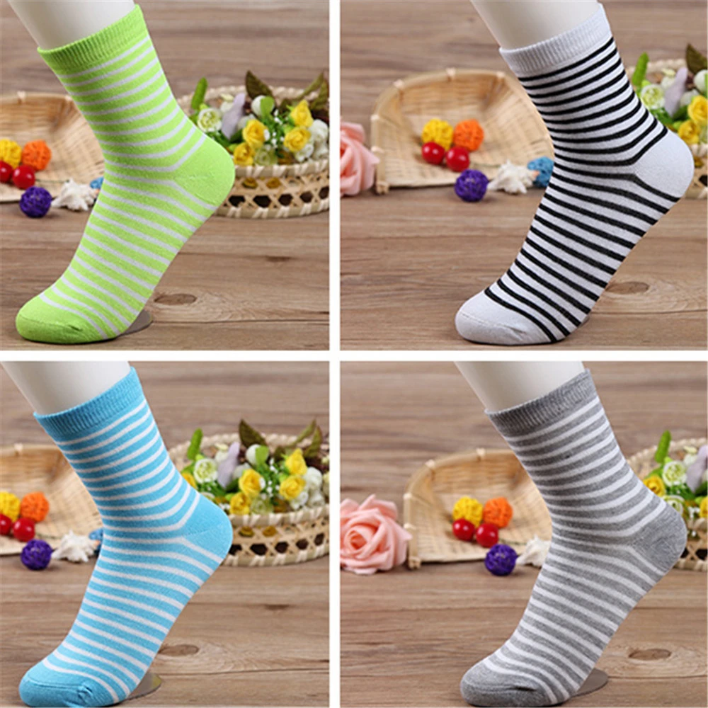 1 Pair Princess Girl Cute Sweet Women Ladies Tube Socks Stripes pattern sokken Soft warm sox
