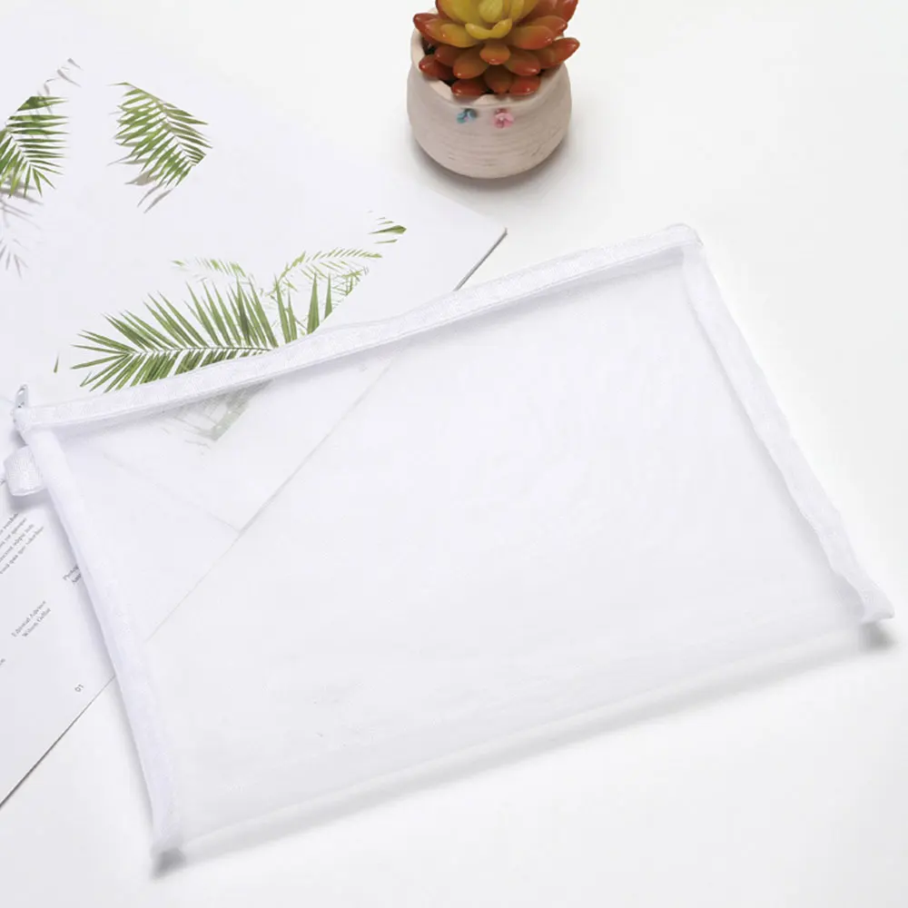 Creative A4 File Bag Transparent Grid Data Storage Zipper Bag Student test Paper Bag Office Supplies Stationery Bag