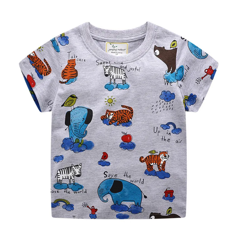 

Jumping Meters Brand Tees Tops For Baby Boys Summer T shirts Animals Printed Children Cotton Elephant Clothing Fashion Kids Tops