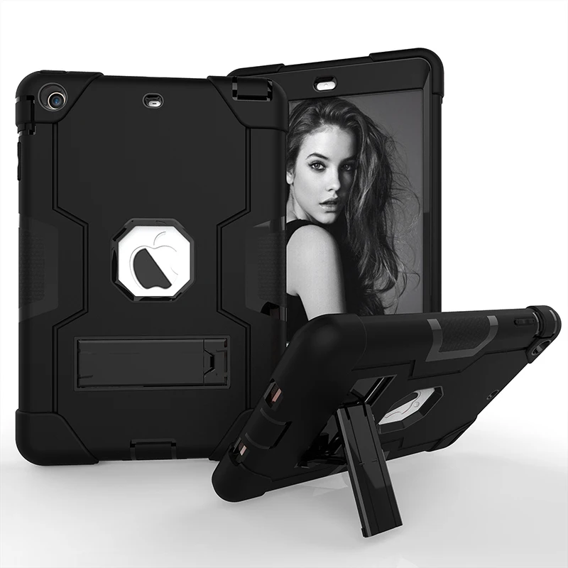 

Silicone Holder Case for iPad Mini 1 2 3 Fashion Shockproof 360 Full Protector Stand Cover Armor Defender Hard Shield