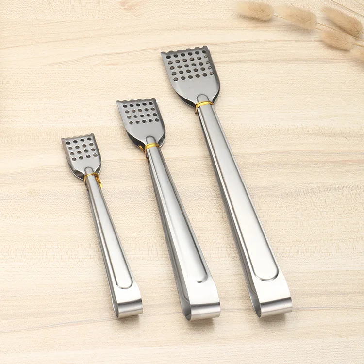 Stainless steel hollow perforated multi purpose food tongs sandwich BBQ ...