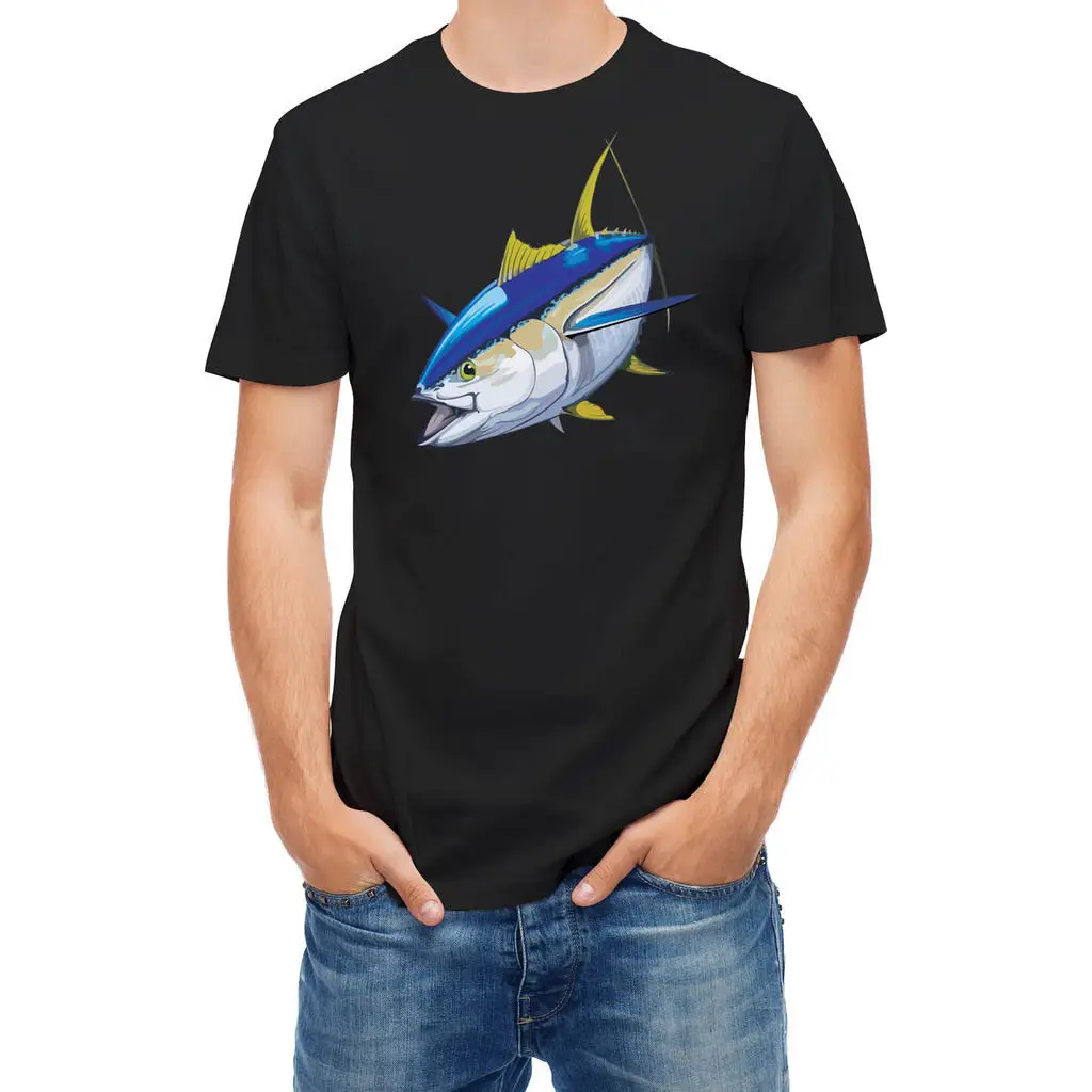Camiseta de algodón de aleta amarilla, camisetas baratas