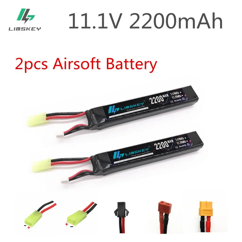 

2pcs Limskey 11.1V 2200mAh 30C Max 60C 3S Mini Airsoft gun RC Model Helicopter Quadcopter RC LiPo Battery Airsoft Gun Battery
