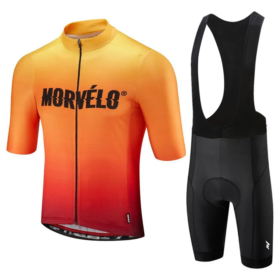 

2019 team Morvelo Cycling Clothing 3D gel pads Bib shorts Bike jersey set Quick Dry Men breathable pro Maillot Culotte