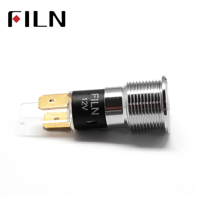 Chrome Waterproof Lamp FILN 12V LED Car Boat LED Warning Dashboard Signal Lights Instrument Pilot light 14mm (2)