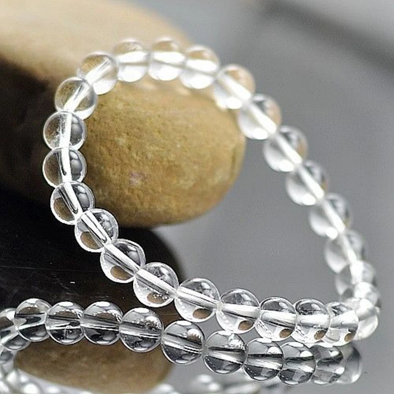 MOROW Hot Natural Ice White Crystal Round Beads Stone Bracelet Womens Fashion Charm Elastic Bracelets Jewelry for Pulseira Gift (18)