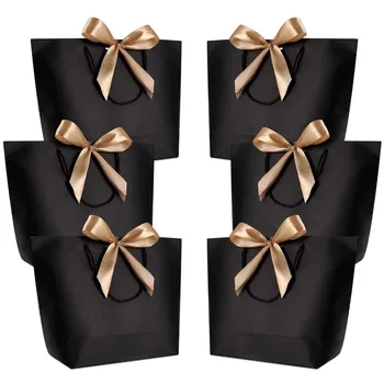 

10pc paper Gift Box Packaging Gold Handle Paper Gift Bags Kraft Paper With Handles Wedding Baby Shower Birthday Party Favor